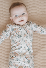 Petit Lem FOOTED SLEEPER KNIT FLOWERS BEIGE