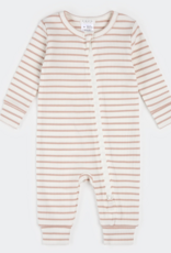 Petit Lem SLEEPER KNIT-OFFWHITE ROSE STRIPE