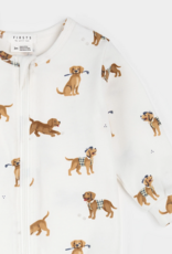 Petit Lem FOOTED SLEEPER KNIT-OFFWHITE W/PUPPIES