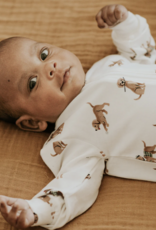 Petit Lem FOOTED SLEEPER KNIT-OFFWHITE W/PUPPIES