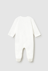 Mayoral White Velour Footie w/Dino Applique