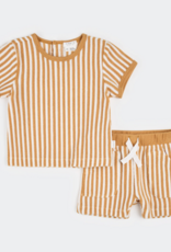 Petit Lem 2PC SET S/S TOP SHORTS KNIT-YELLOW GOLD STRIPE