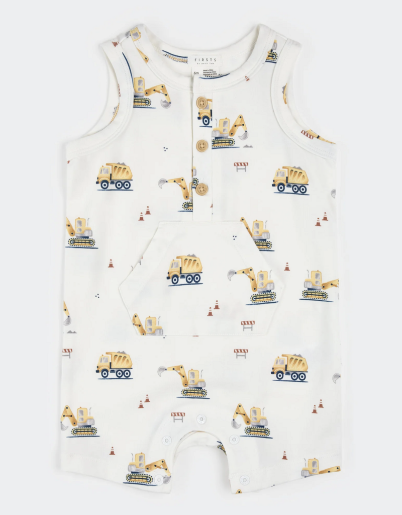 Petit Lem ROMPER KNIT-OFFWHITE W/TRUCKS