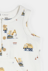 Petit Lem ROMPER KNIT-OFFWHITE W/TRUCKS