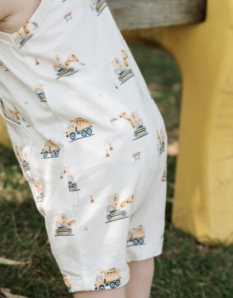 Petit Lem ROMPER KNIT-OFFWHITE W/TRUCKS