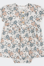 Petit Lem S/S BODYSUIT DRESS KNIT-BEIGE W/FLOWERS