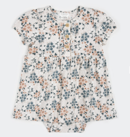 Petit Lem S/S BODYSUIT DRESS KNIT-BEIGE W/FLOWERS