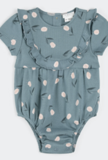 Petit Lem S/S BODYSUIT KNIT-TEAL W/TULIPS