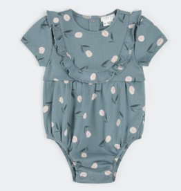 Petit Lem S/S BODYSUIT KNIT-TEAL W/TULIPS