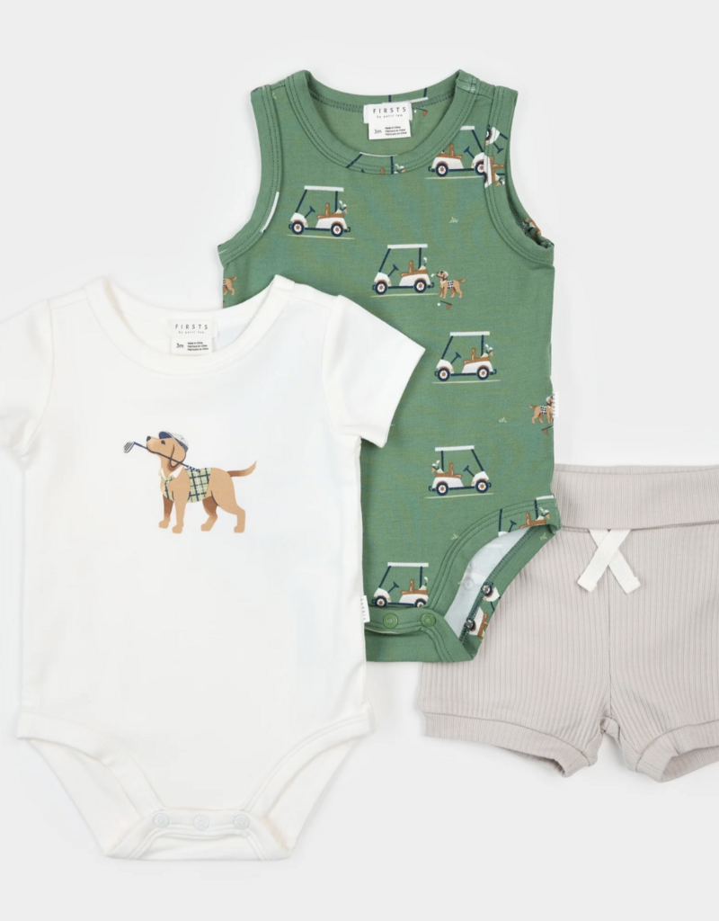Petit Lem 3PC SET BODYSUITS + SHORTS KNIT-OFFWHITE
