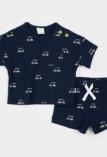 Petit Lem 2PC SET S/S TOP SHORTS KNIT-NAVY GOLF CARTS