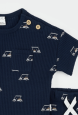 Petit Lem 2PC SET S/S TOP SHORTS KNIT-NAVY GOLF CARTS