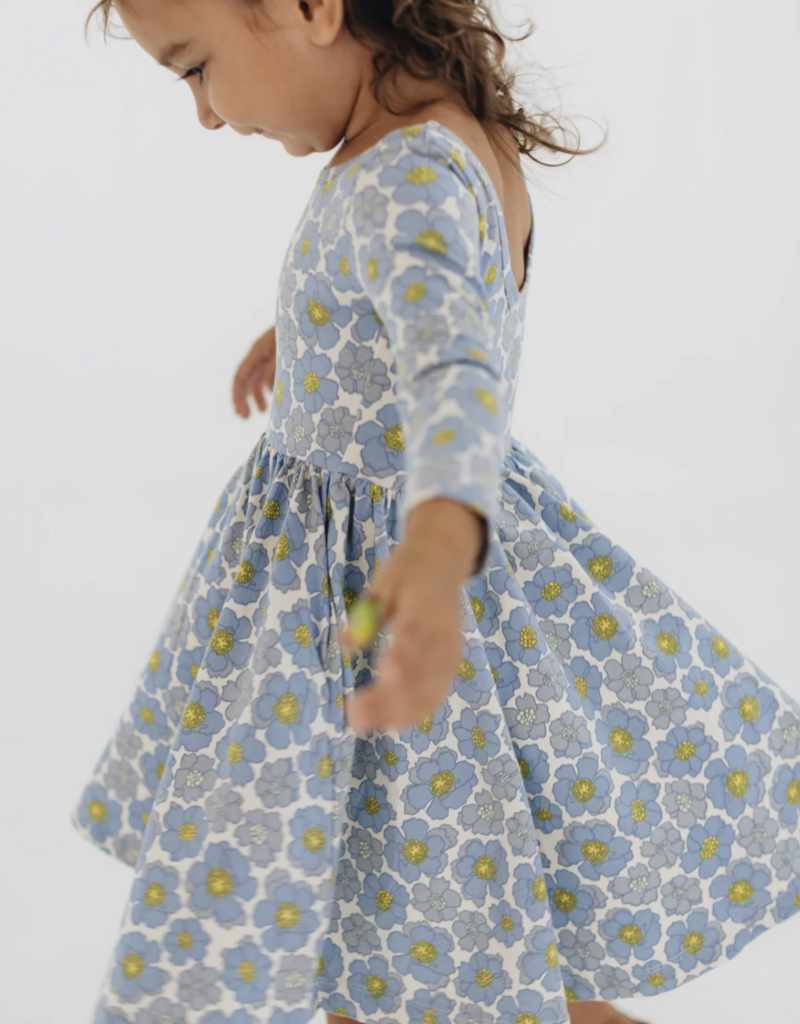 Good Apples Kids 3/4 Sleeve Twirl Dress Periwinkle Meadow