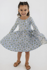Good Apples Kids 3/4 Sleeve Twirl Dress Periwinkle Meadow