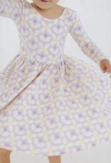 Good Apples Kids 3/4 Sleeve Twirl Dress Pale Purple Petals