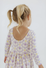Good Apples Kids 3/4 Sleeve Twirl Dress Pale Purple Petals