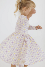 Good Apples Kids 3/4 Sleeve Twirl Dress Pale Purple Petals