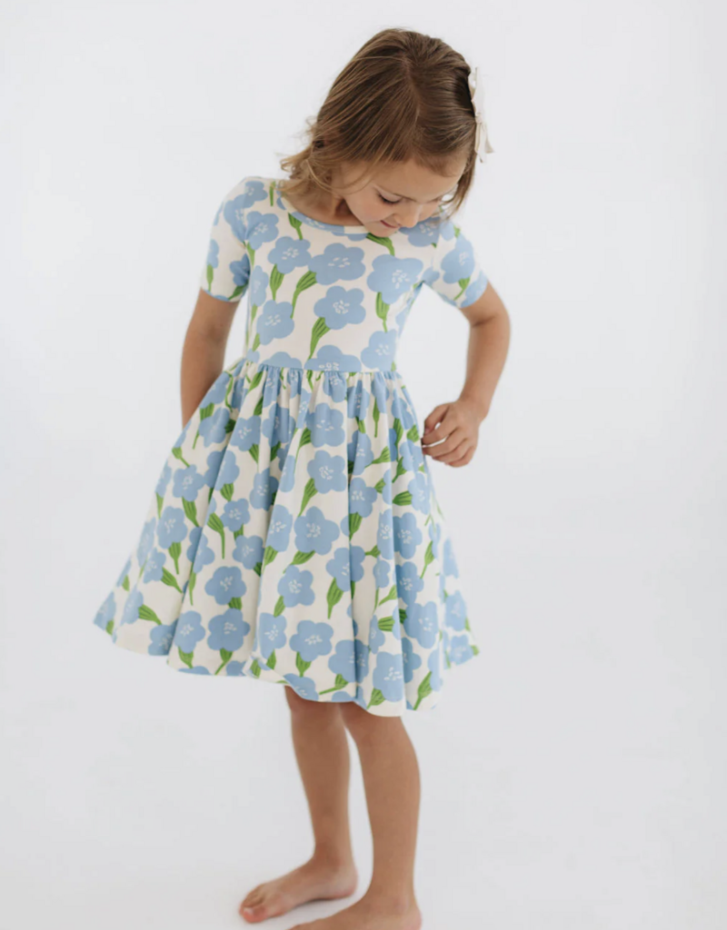 Good Apples Kids S/S Twirl Dress Blue Garden