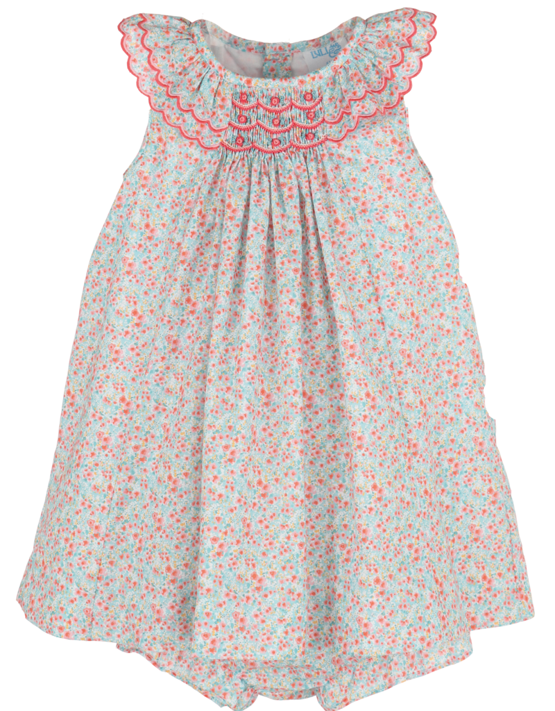 Luli & Me Sea Coral Pink Bishop Dress w/Bloomers