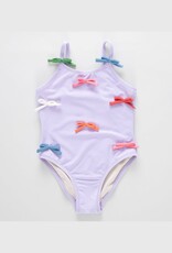 Pink Chicken girls lottie suit - lavender multi bow applique