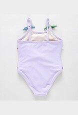 Pink Chicken girls lottie suit - lavender multi bow applique