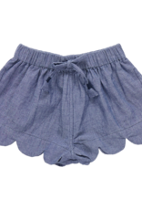 Pink Chicken Scallop Shorts Chambray