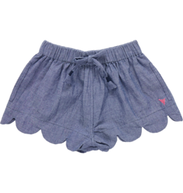 Pink Chicken SALE Scallop Shorts Chambray