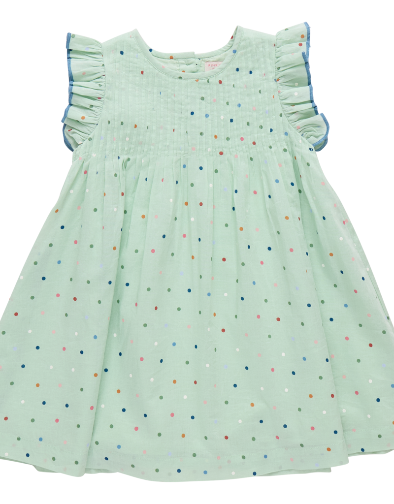 Pink Chicken Jaipur Dress Pastel Green Polka Dot