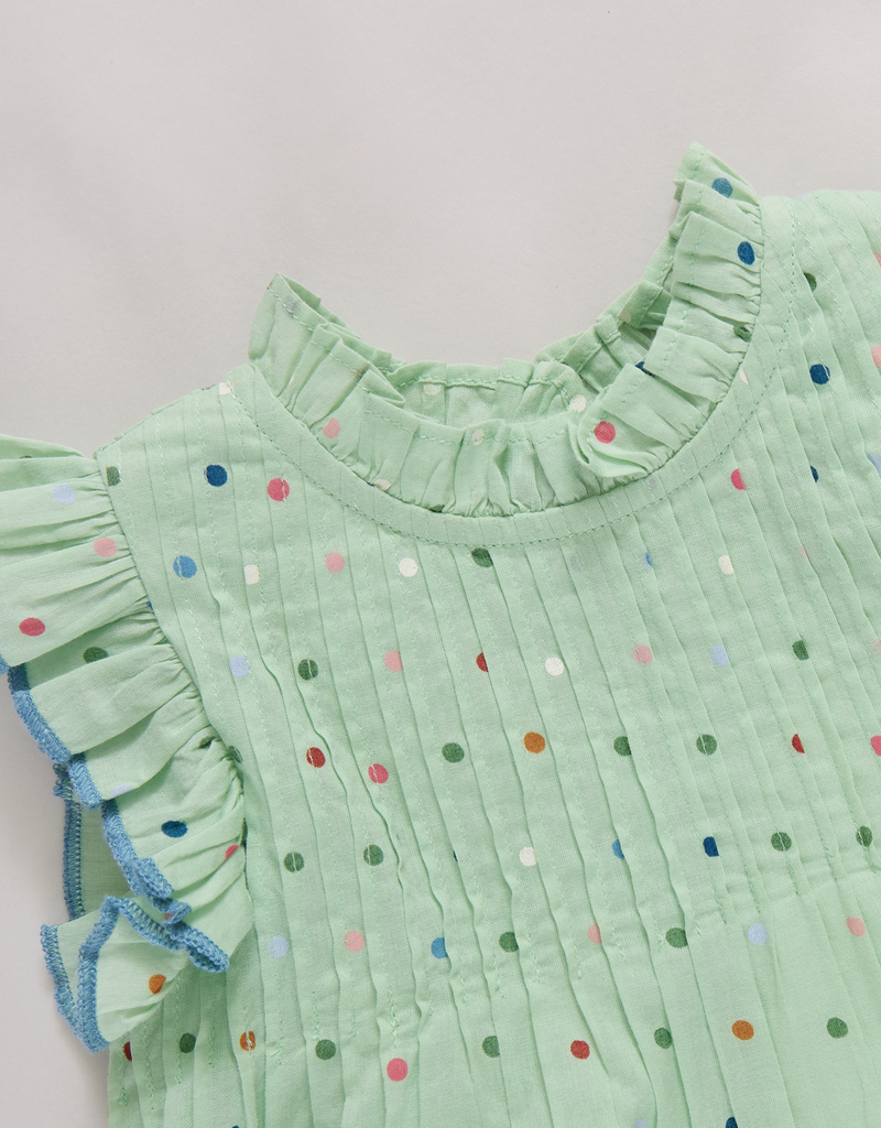 Pink Chicken Jaipur Dress Pastel Green Polka Dot