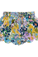 Pink Chicken Scallop Short Blue Large Sketched Floral