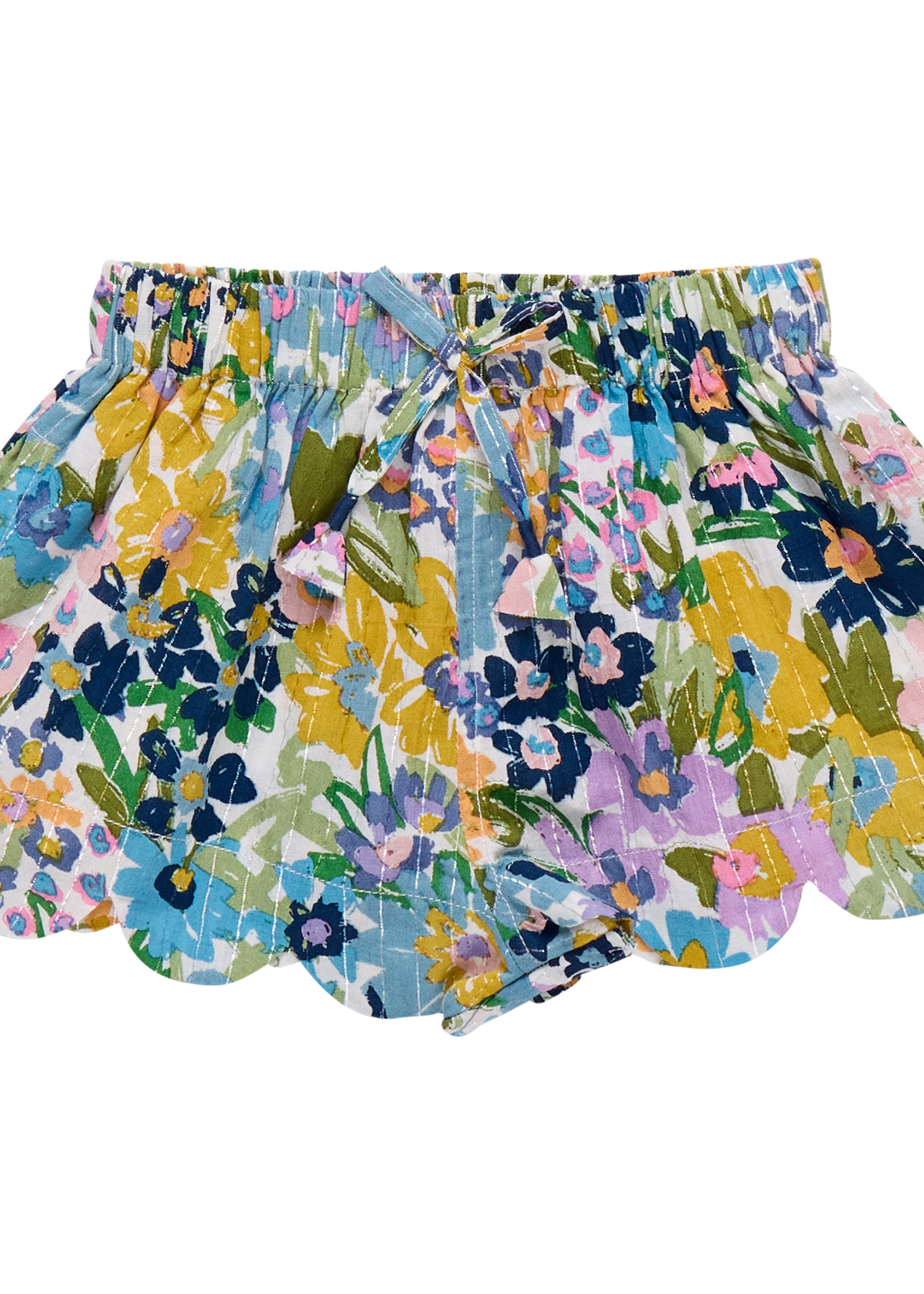 Pink Chicken Scallop Short Blue Large Sketched Floral