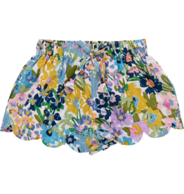 Pink Chicken Scallop Short Blue Large Sketched Floral