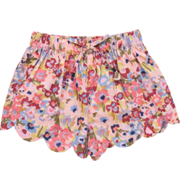 Pink Chicken Scallop Short Burgundy Sketched Floral