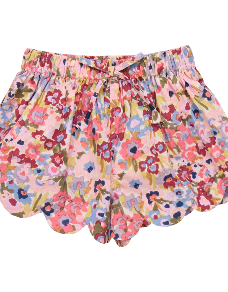 Pink Chicken Scallop Short Burgundy Sketched Floral