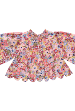 Pink Chicken Scallop Misha Top Burgundy Sketched Floral