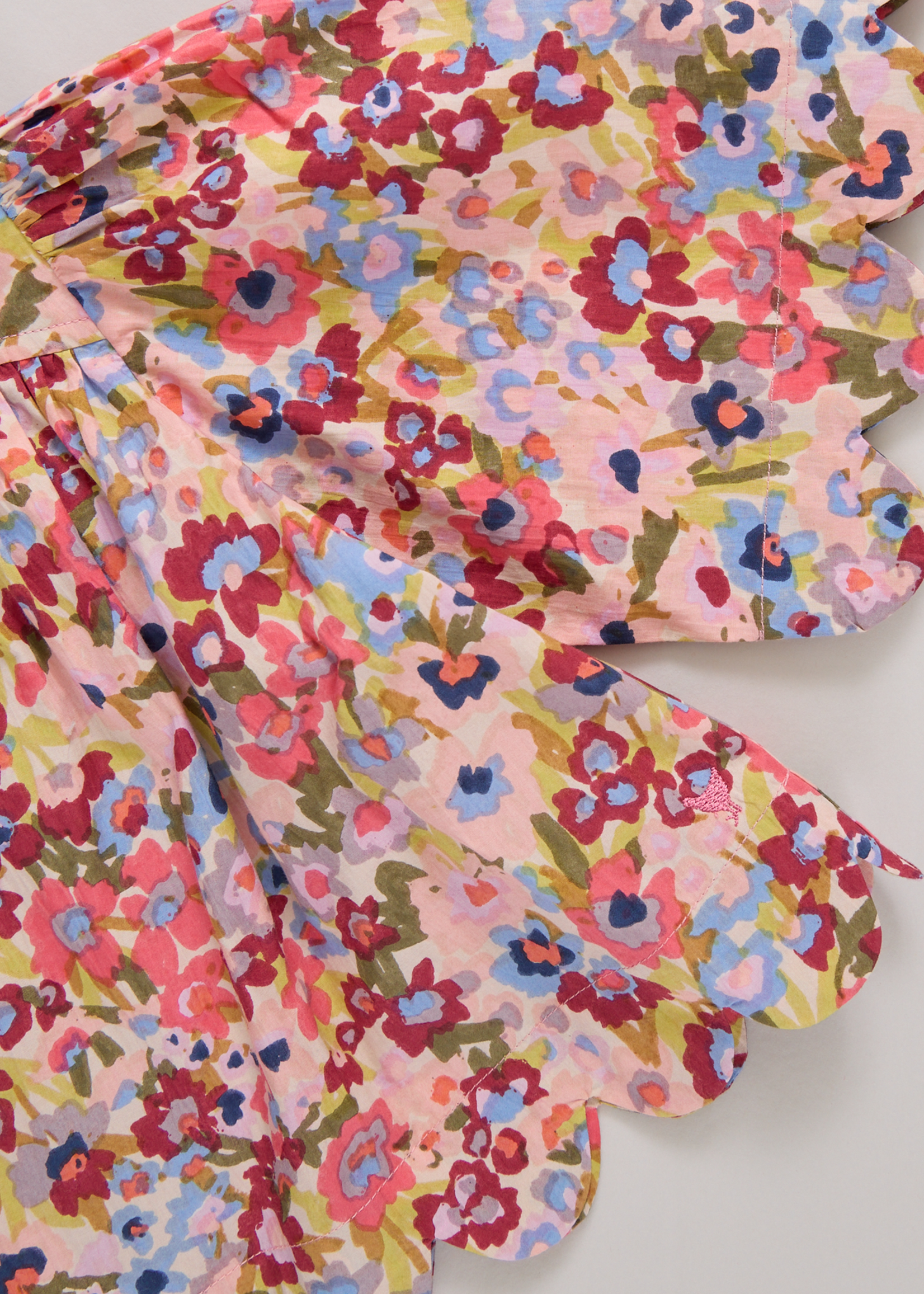 Pink Chicken Scallop Misha Top Burgundy Sketched Floral