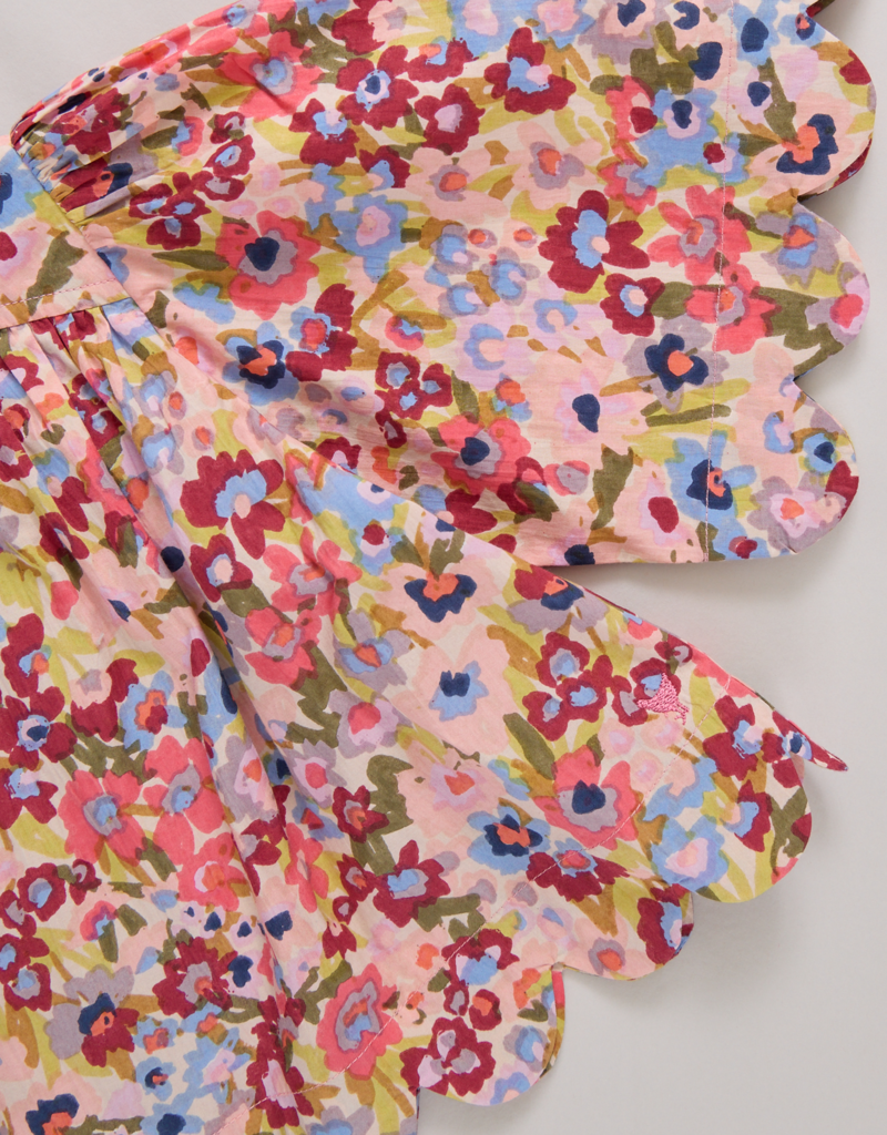 Pink Chicken Scallop Misha Top Burgundy Sketched Floral