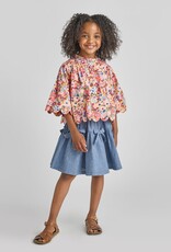 Pink Chicken Scallop Misha Top Burgundy Sketched Floral