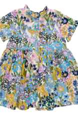 Pink Chicken Autumn Dress Blue Large Sketched Floral