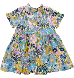 Pink Chicken Autumn Dress Blue Large Sketched Floral