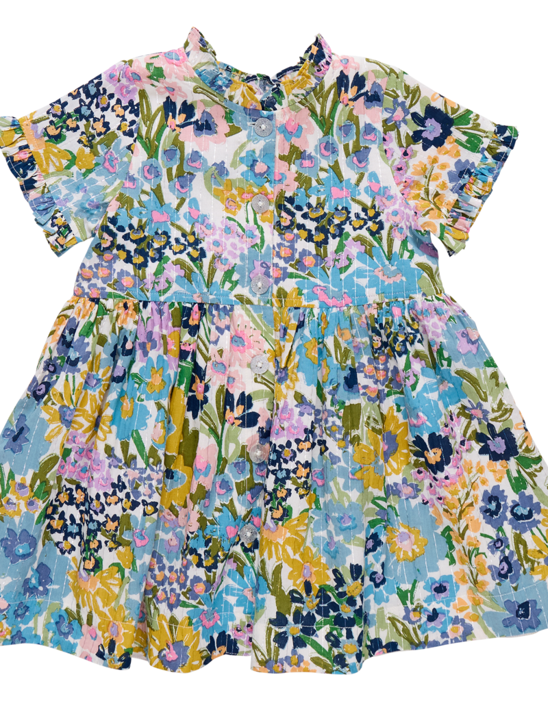 Pink Chicken Autumn Dress Blue Large Sketched Floral