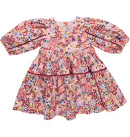 Pink Chicken Maribelle Dress Burgundy Sketched Floral