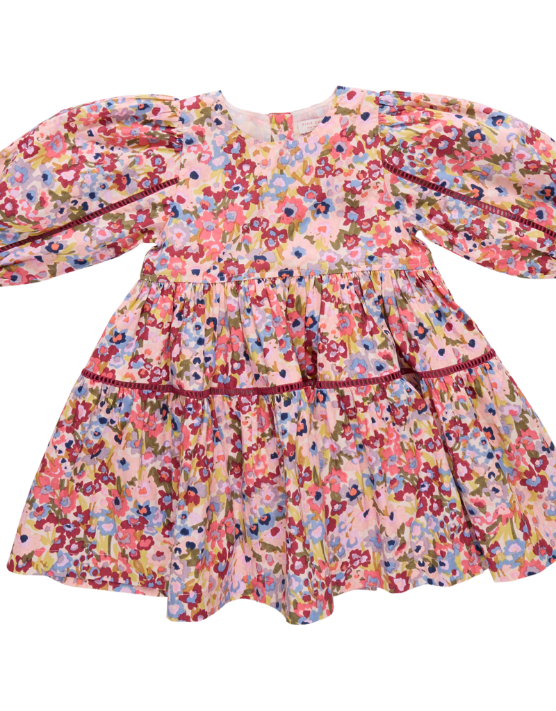 Pink Chicken Maribelle Dress Burgundy Sketched Floral