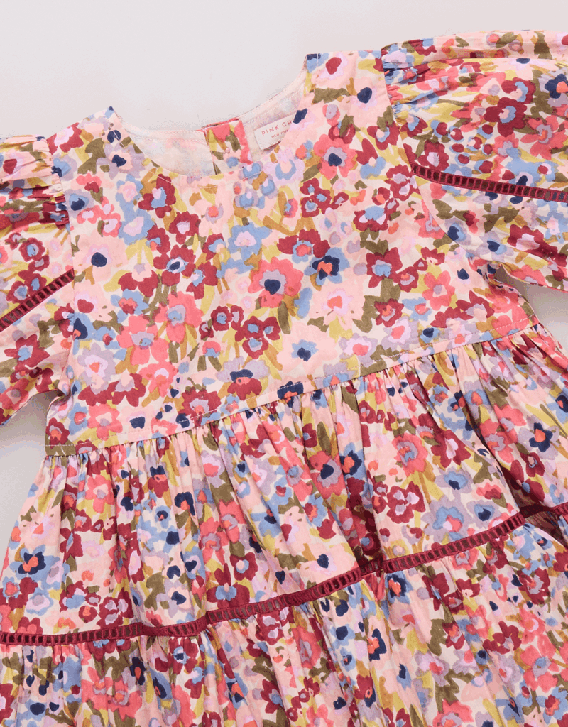 Pink Chicken Maribelle Dress Burgundy Sketched Floral