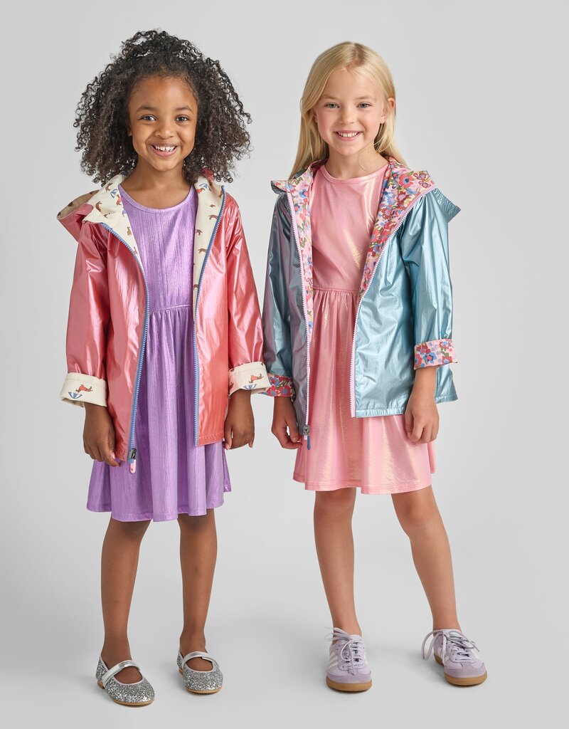 Pink Chicken Rafa Reversible Raincoat Burgundy Sketched Floral