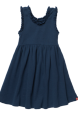 Pink Chicken Joy Ruffle Rib Dress Navy