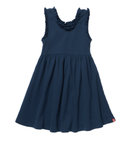 Pink Chicken Joy Ruffle Rib Dress Navy