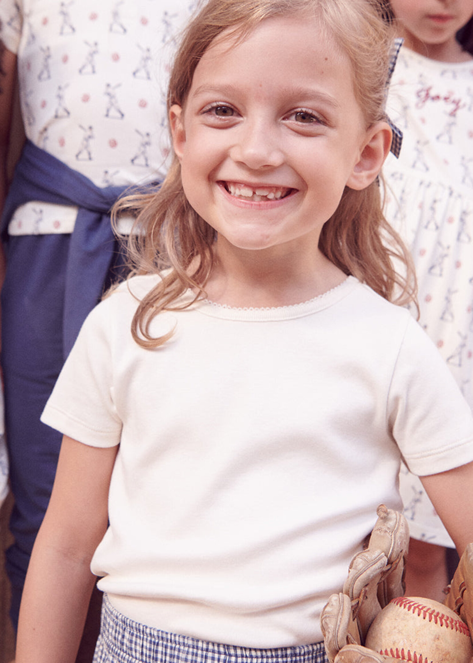 Pink Chicken short sleeve seesaw rib t-shirt cream
