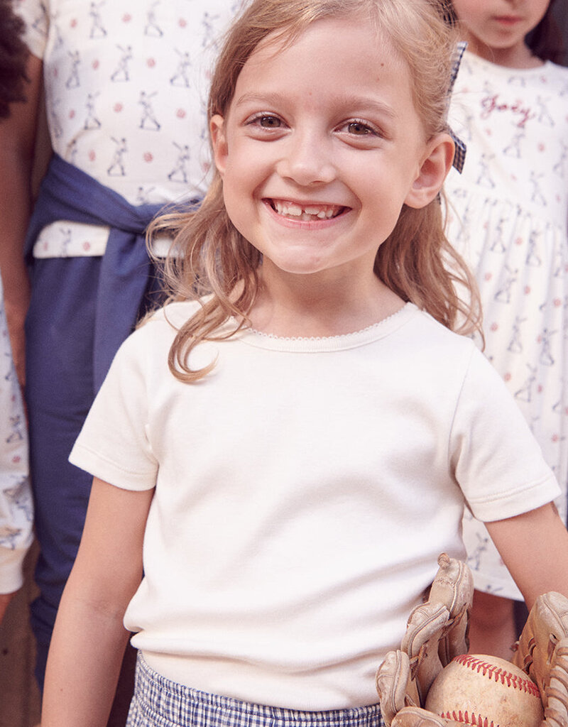 Pink Chicken short sleeve seesaw rib t-shirt cream