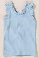 Pink Chicken joy ruffle rib tank light blue